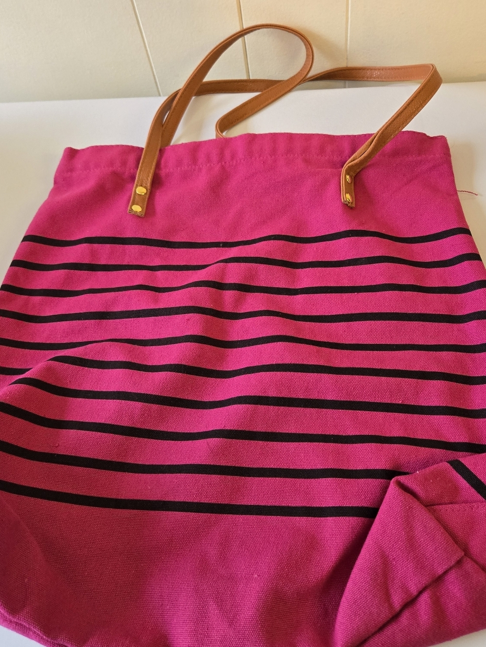 Women’s Pink Striped Casual Tote